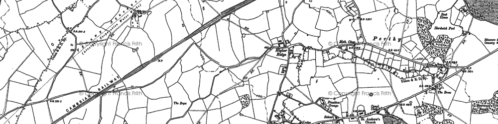 Old map of Higher Ridge in 1874