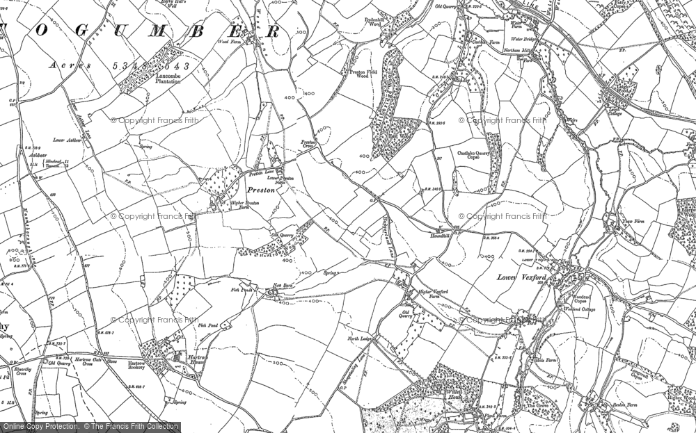 Old Map of Historic Map covering Lower Vexford in 1886