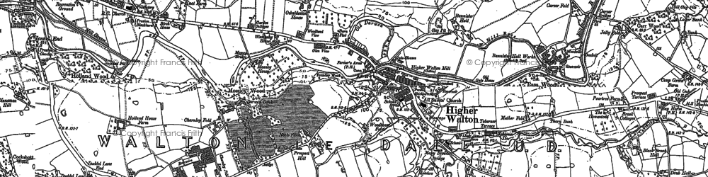 Old map of Higher Walton in 1892