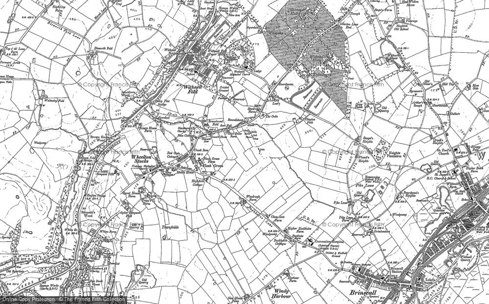 Old Map of Historic Map covering Ollerton Fold in 1893