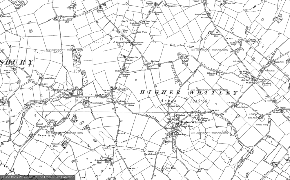 Old Map of Higher Whitley, 1897 in 1897
