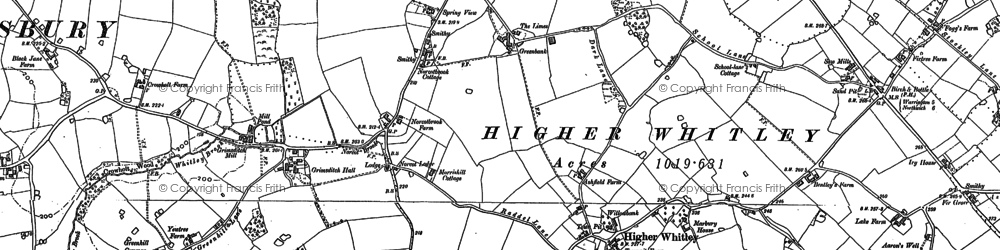 Old map of Higher Whitley in 1897