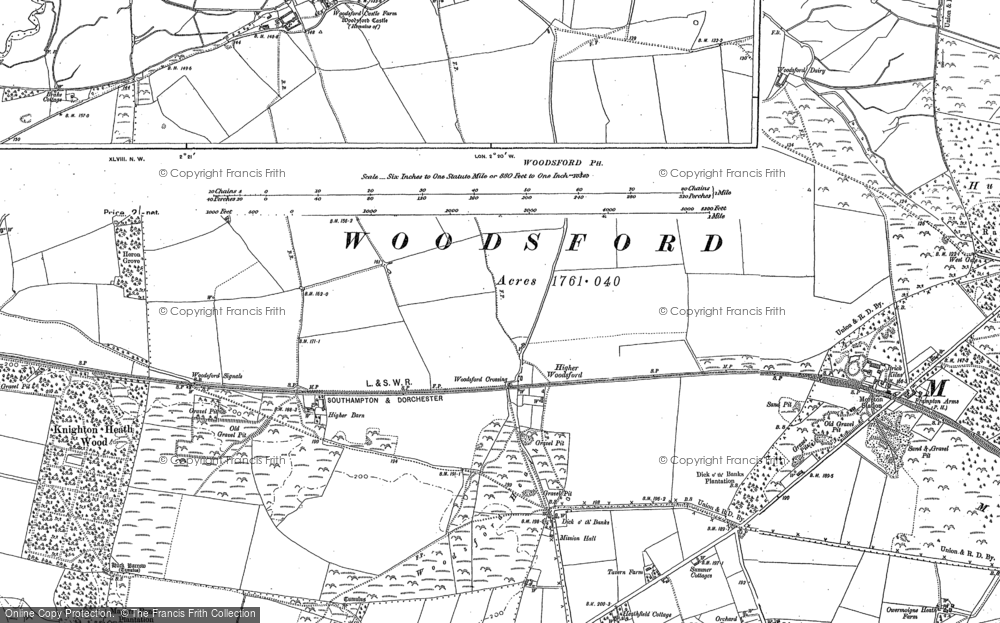Old Map of Higher Woodsford, 1886 - 1887 in 1886