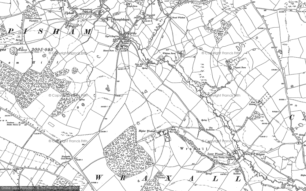Old Map of Historic Map covering Wraxall in 1887