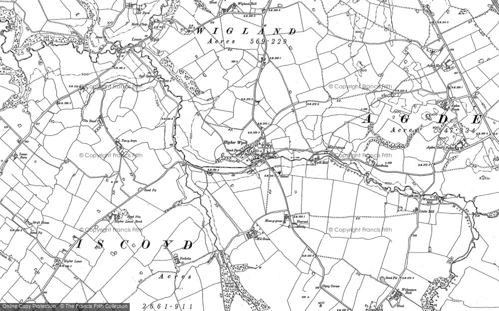 Old Map of Historic Map covering Wigland Hall in 1909
