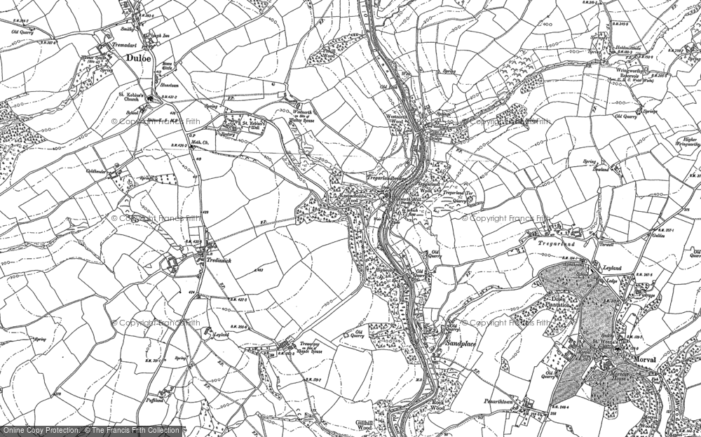 Old Map of Historic Map covering Tregarlandbridge in 1881