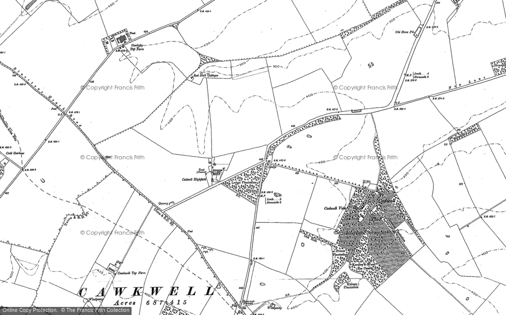 Old Map of Highfield Cadwell, 1887 in 1887