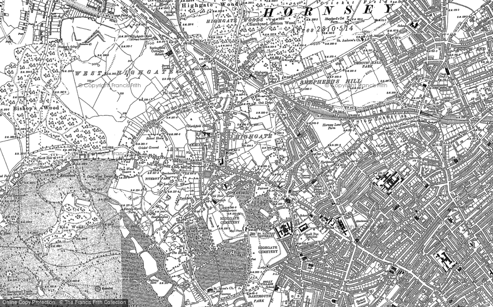 Old Map of Highgate, 1894 - 1896 in 1894