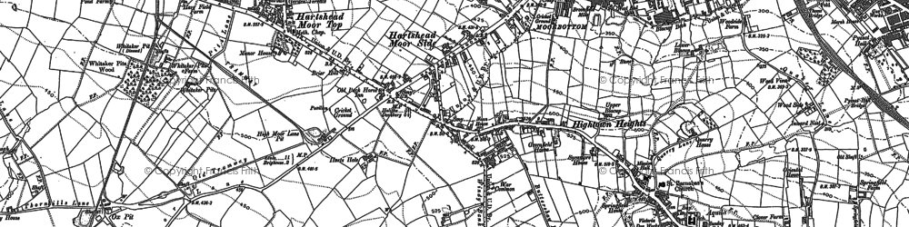 Old map of Hartshead Moor Side in 1882
