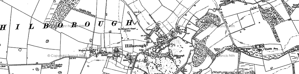 Old map of Hilborough in 1883