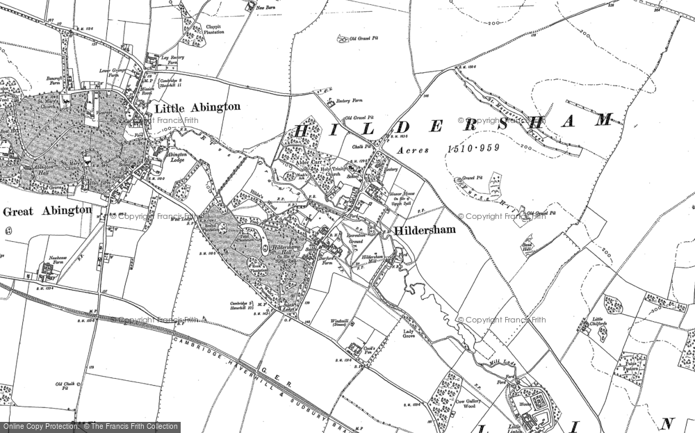 Old Map of Hildersham, 1885 in 1885