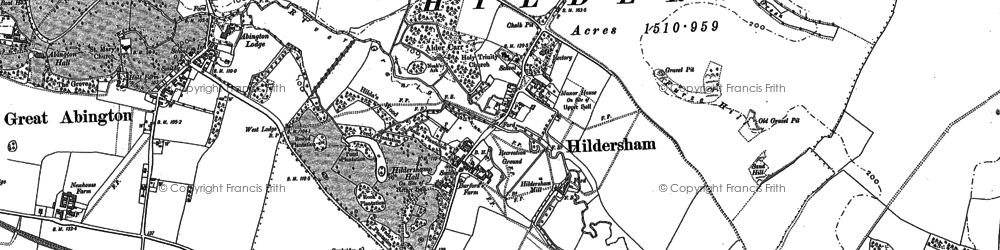 Old map of Hildersham in 1885