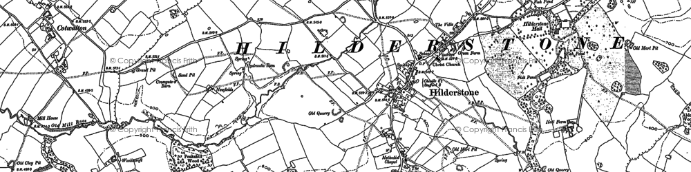 Old map of Hilderstone in 1879