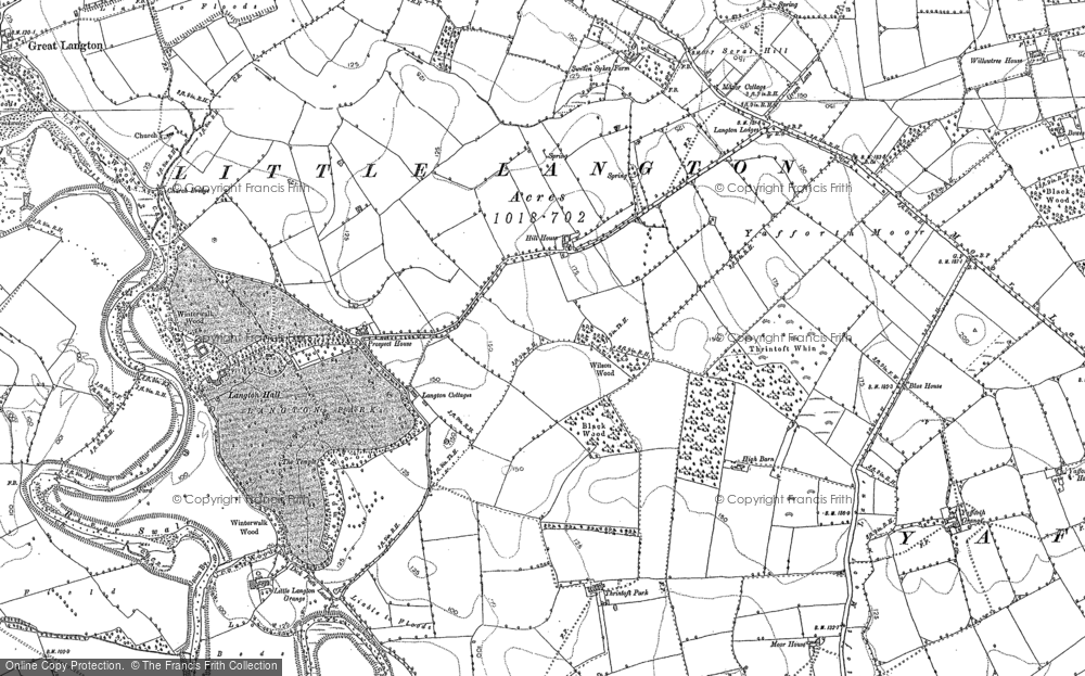 Old Map of Historic Map covering Langton Hall in 1891