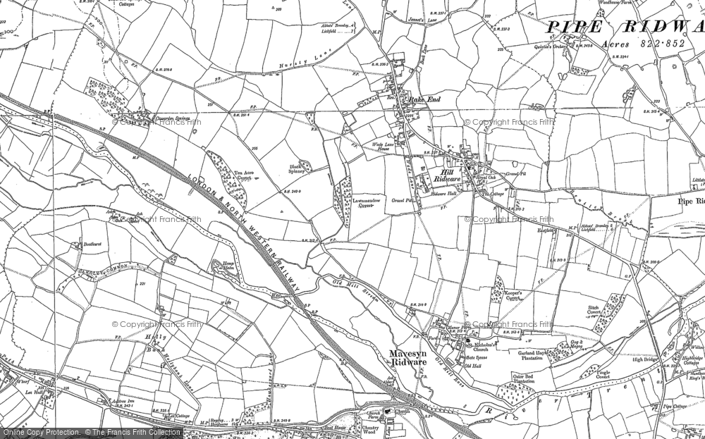Old Map of Historic Map covering Rake End in 1881