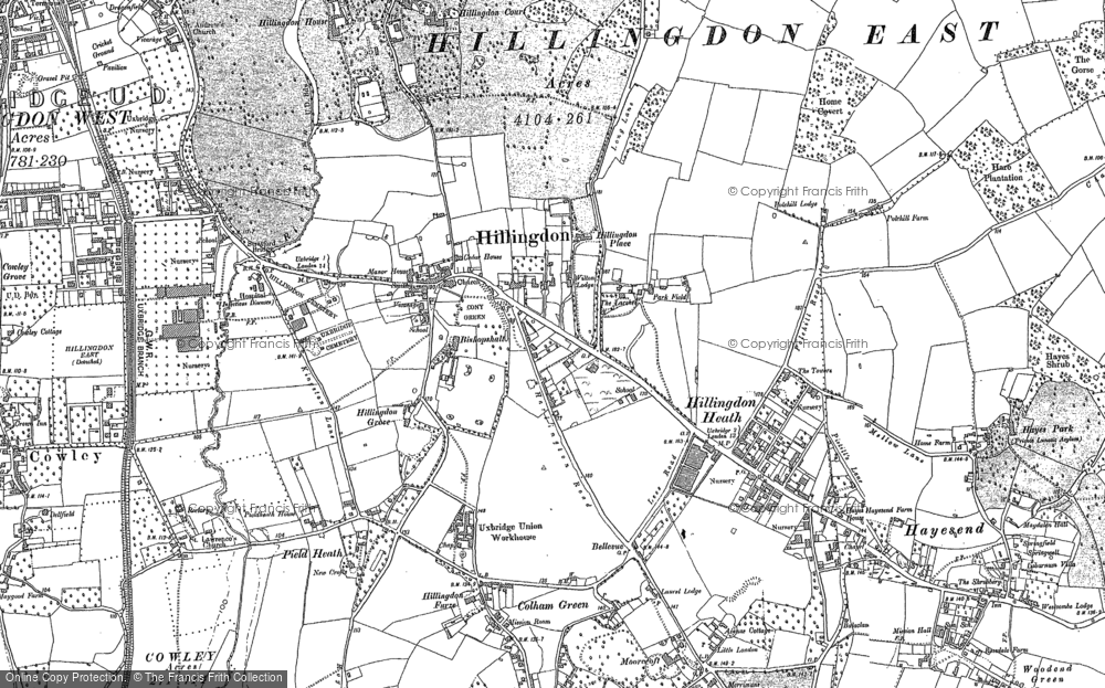Old Map of Historic Map covering Hillingdon in 1894