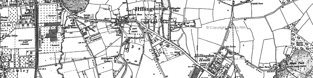 Old map of Hillingdon Heath in 1894