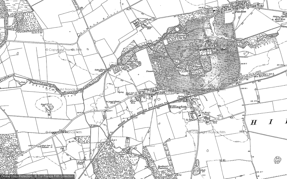 Old Map of Hillington, 1884 - 1885 in 1884