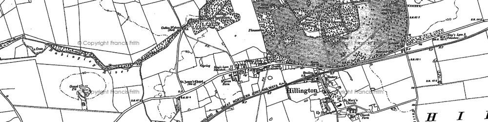 Old map of Hillington in 1884