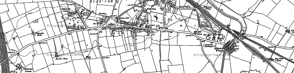 Old map of Hillmorton in 1884