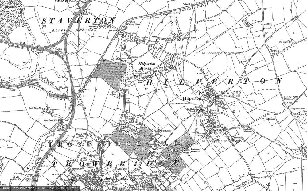 Old Map of Hilperton Marsh, 1922 in 1922