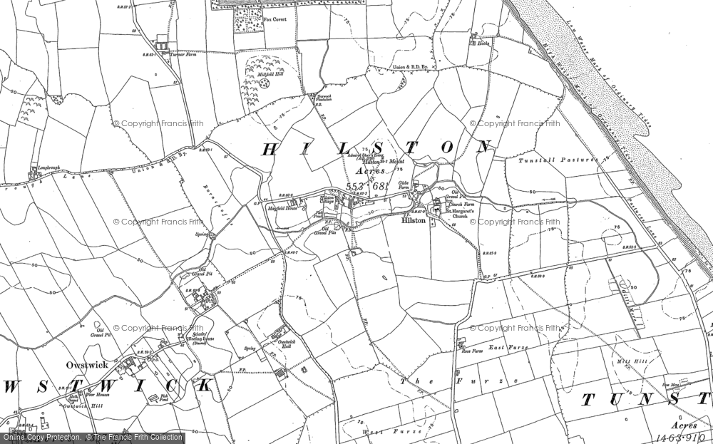 Old Map of Hilston, 1908 in 1908