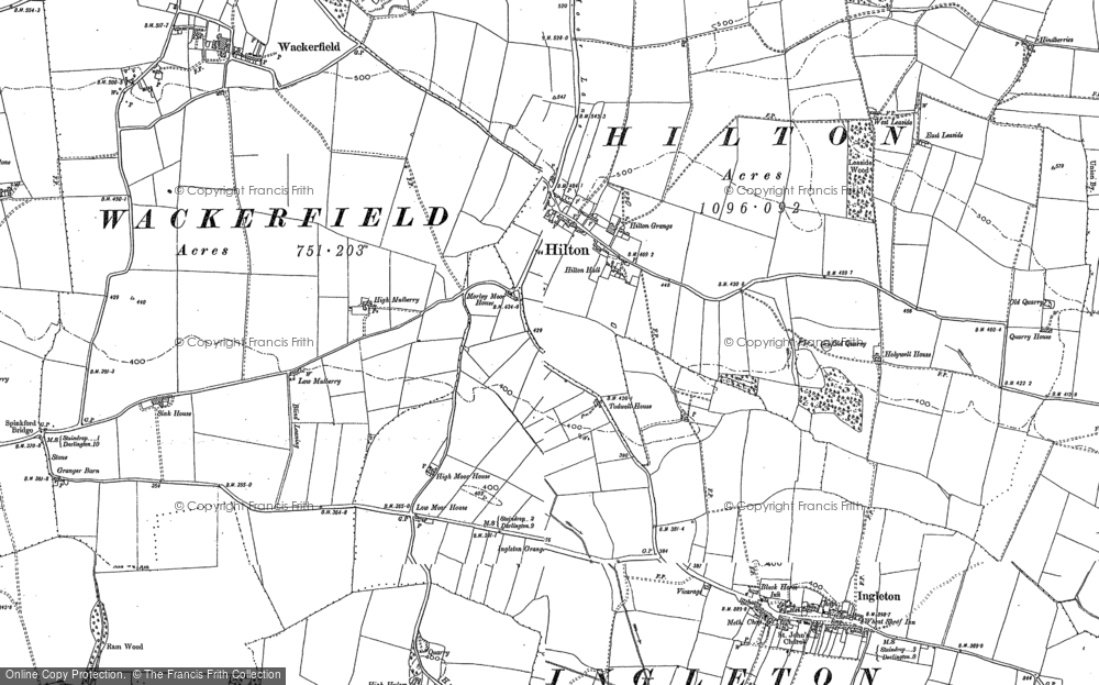 Old Map of Historic Map covering Todwell Ho in 1896