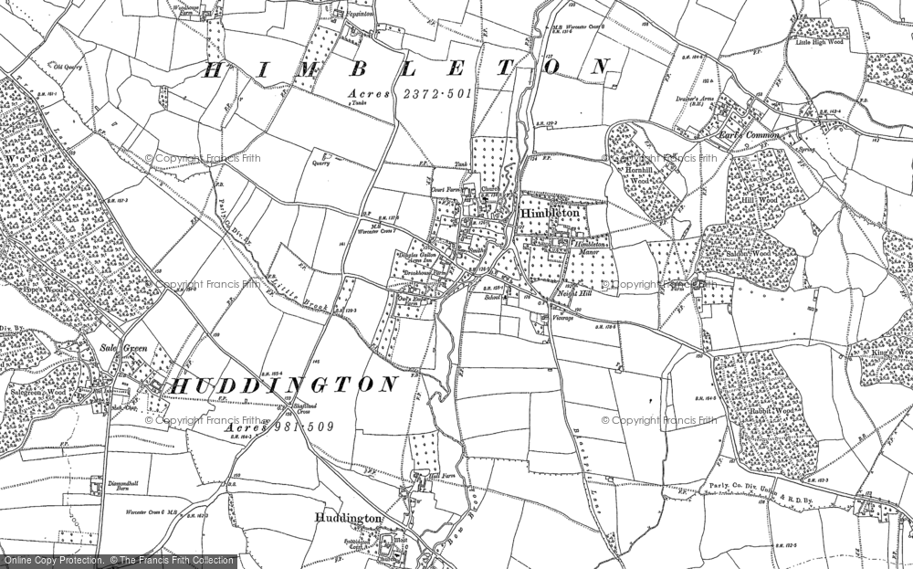 Old Map of Himbleton, 1884 in 1884