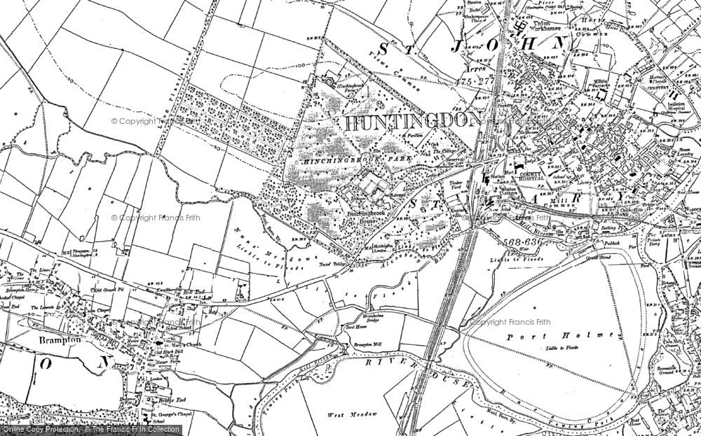 Old Map of Hinchingbrooke House, 1885 - 1900 in 1885
