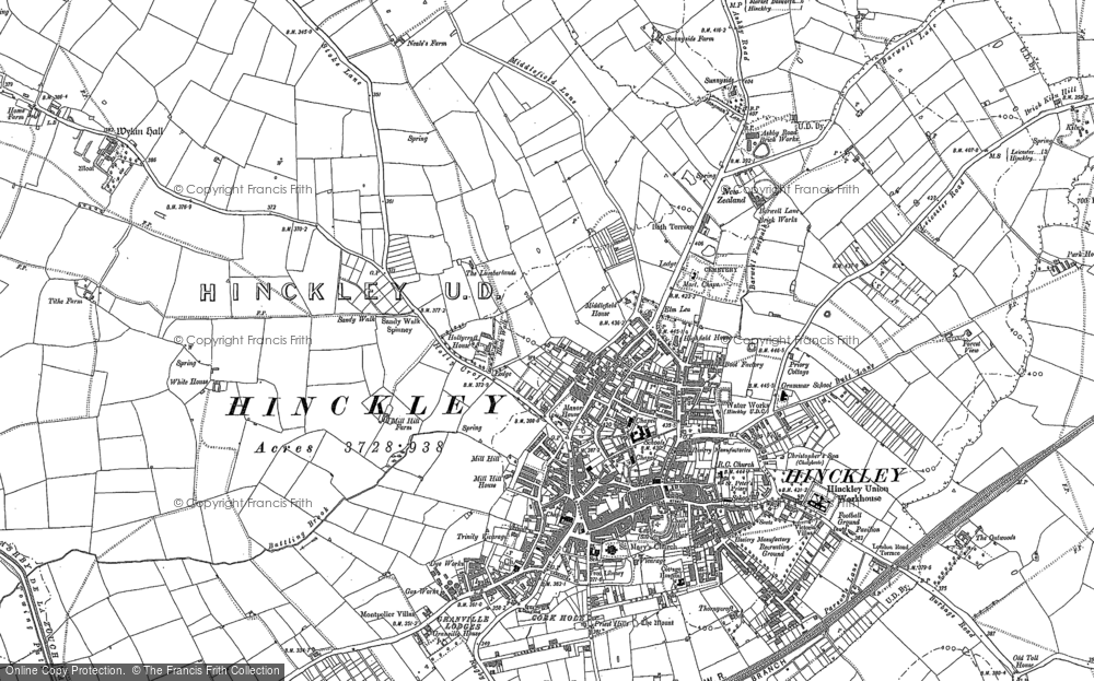 Old Map of Hinckley, 1886 in 1886