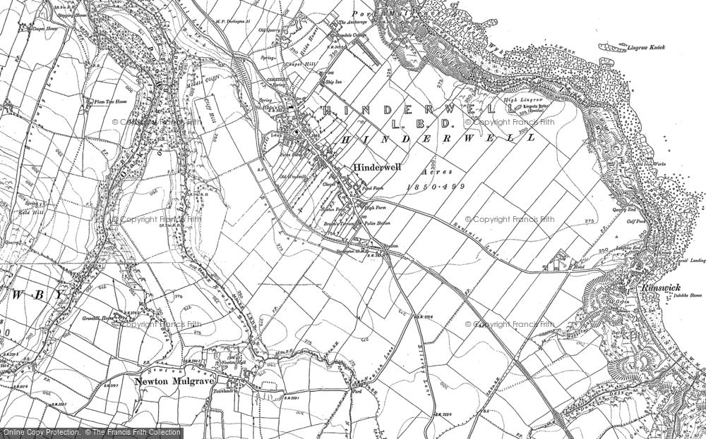Old Map of Historic Map covering Borrowby Dale in 1913