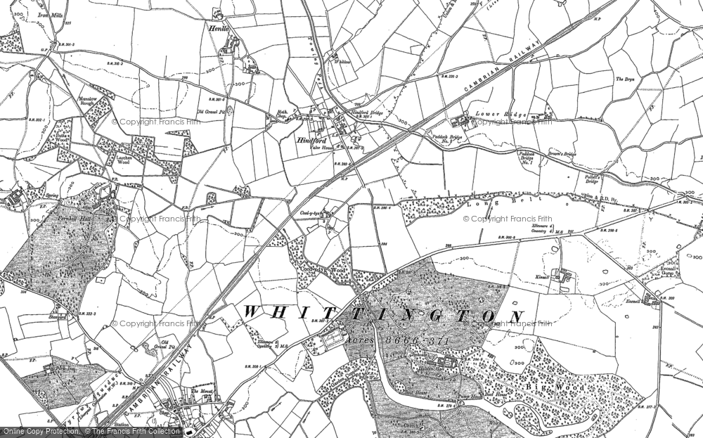 Old Map of Hindford, 1874 in 1874