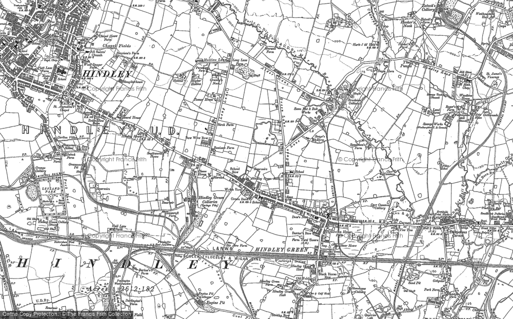 Old Map of Historic Map covering Pickley Green in 1892