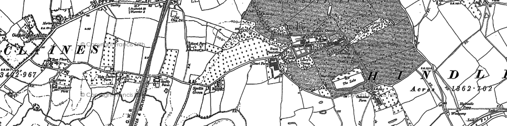 Old map of Hindlip in 1884