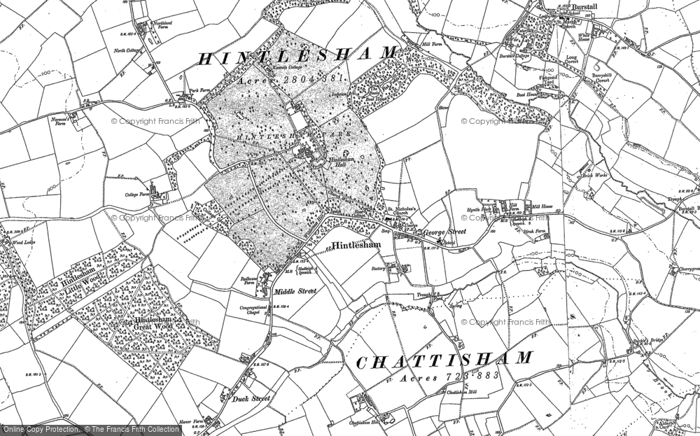 Old Map of Hintlesham, 1884 in 1884
