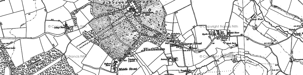 Old map of Hintlesham in 1884