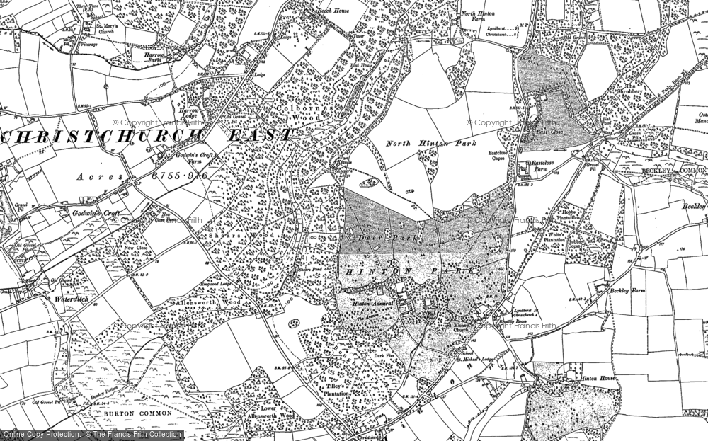 Old Map of Hinton Admiral, 1896 - 1907 in 1896