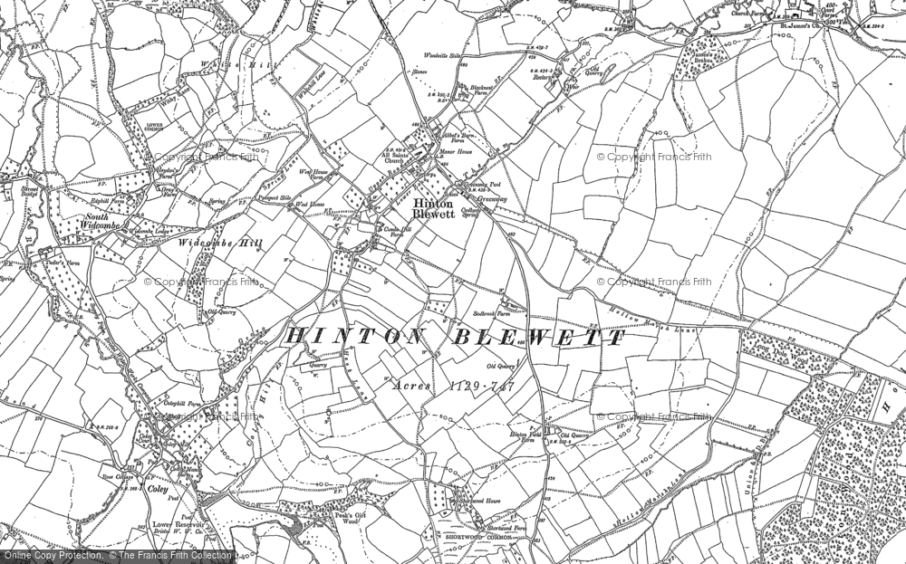Old Map of Hinton Blewett, 1883 - 1884 in 1883