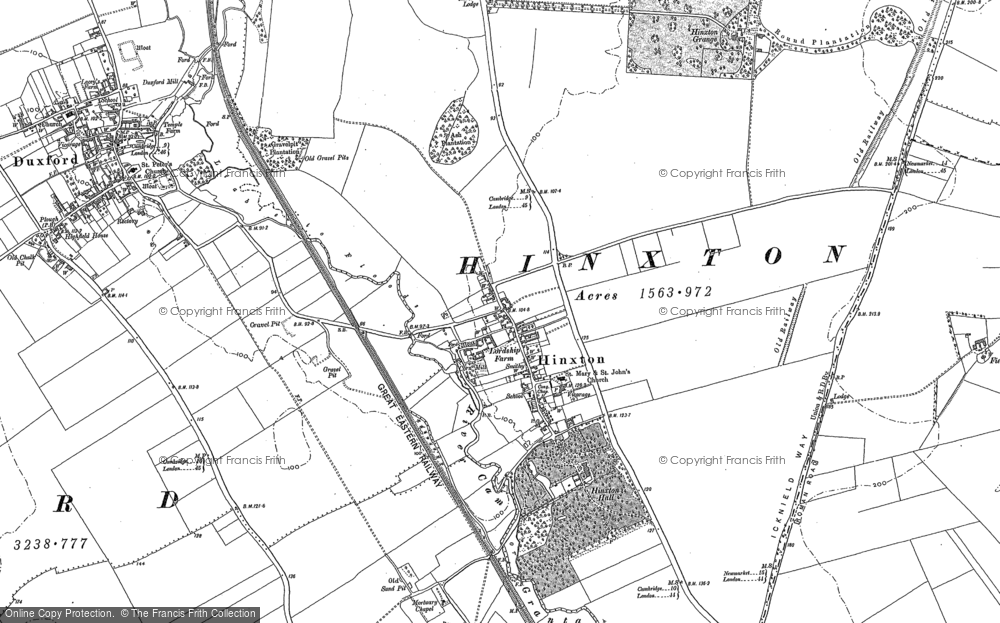 Old Map of Hinxton, 1901 in 1901