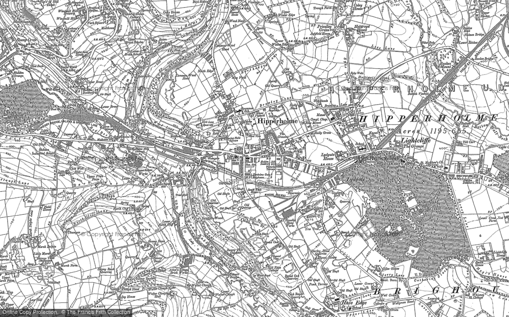 Old Map of Hipperholme, 1892 - 1893 in 1892