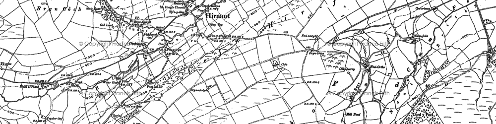 Old map of Blaen Hirnant in 1885