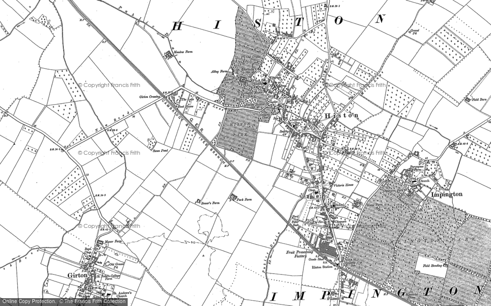Old Map of Histon, 1886 in 1886
