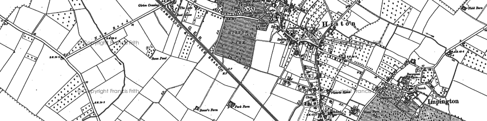 Old map of Histon in 1886