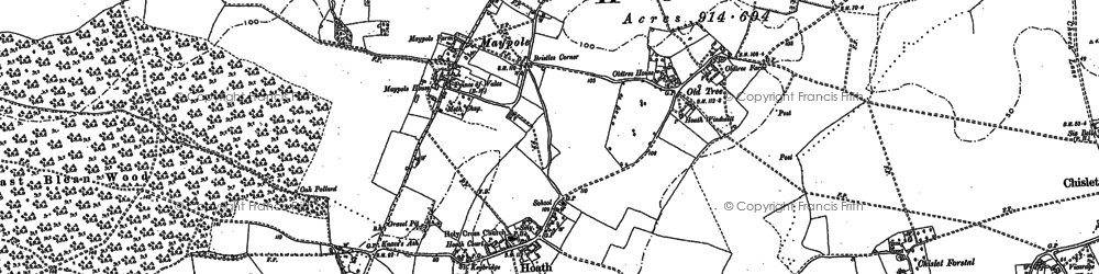 Old map of Knave's Ash in 1896