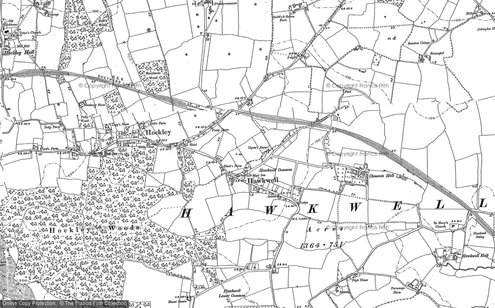 Old Map of Hockley, 1895 in 1895