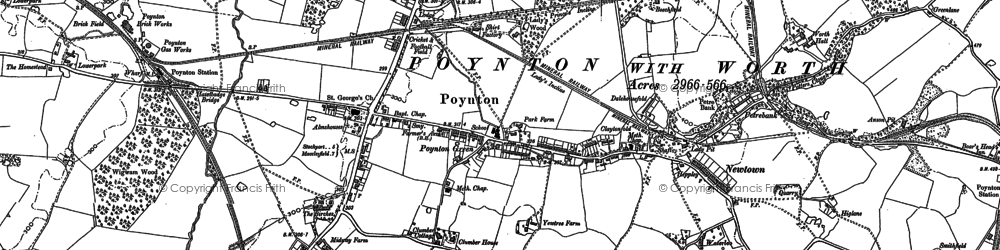 Old map of Higher Poynton in 1896