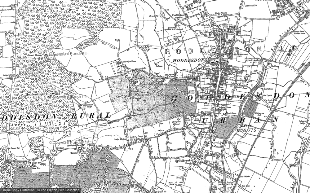 Old Map of Historic Map covering Goose Green in 1895