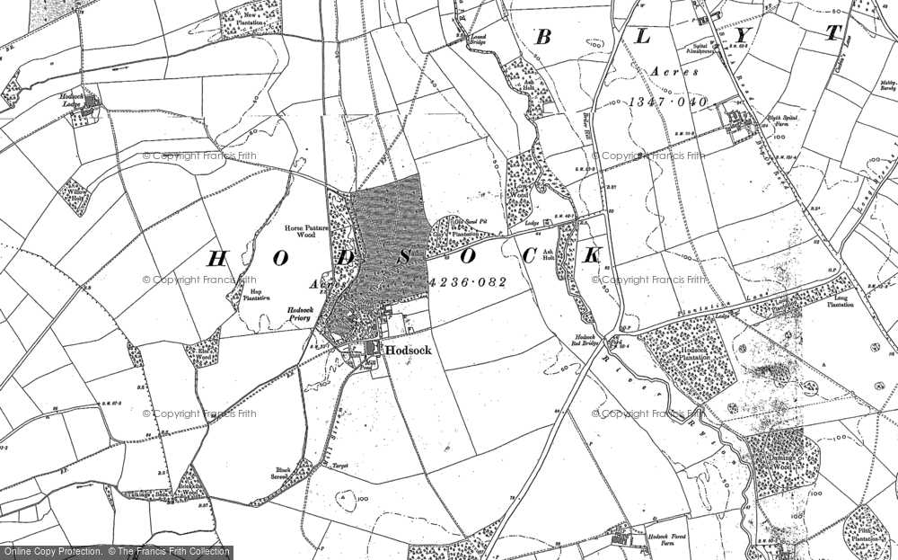 Old Map of Hodsock, 1897 in 1897