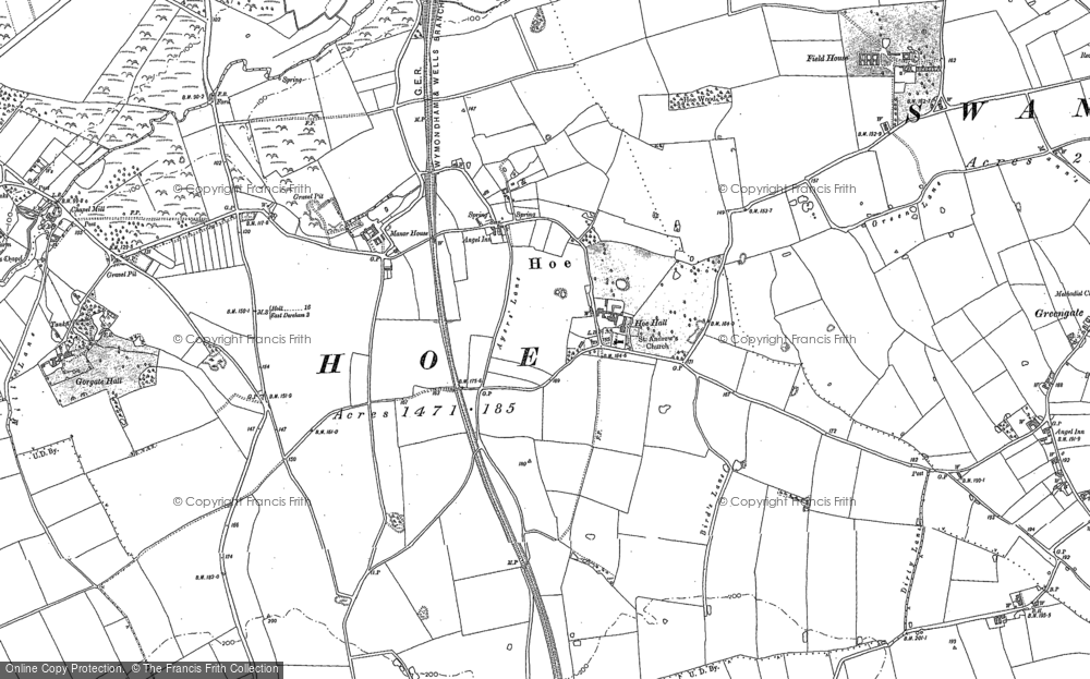 Old Map of Hoe, 1882 - 1883 in 1882
