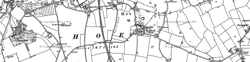 Old map of Hoe in 1882